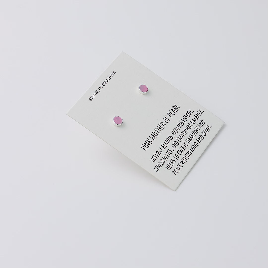 Pink Mother of Pearl Stud Earrings with Quote Card