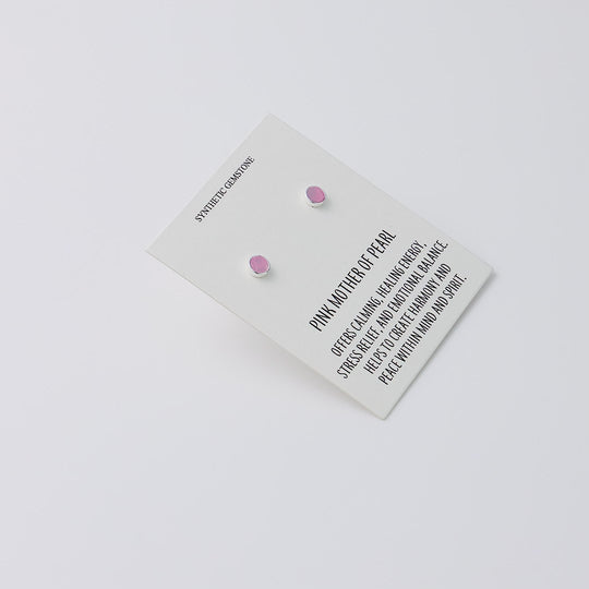 Pink Mother of Pearl Stud Earrings with Quote Card