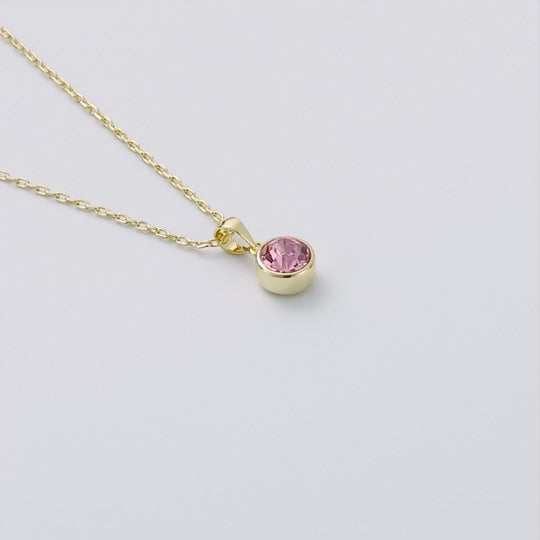 18k Gold Plated Pink Crystal Necklace Created with Zircondia® Crystals