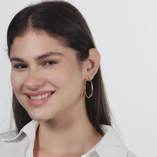 18k Gold Plated 40mm Hoop Earrings