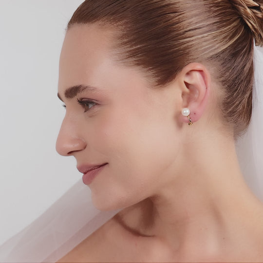 Gold Plated Pearl Clip On Bridal Earrings