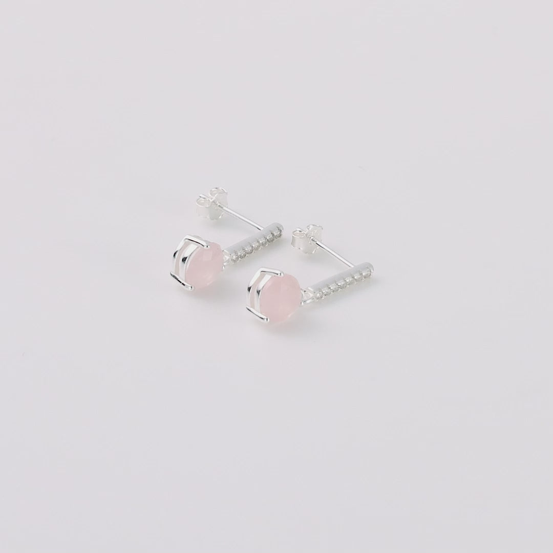 Sterling Silver Rose Quartz Gemstone Drop Earrings