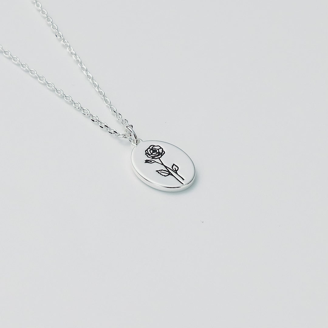 June Birth Flower Rose Necklace