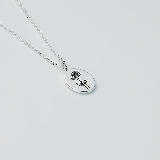 June Birth Flower Rose Necklace