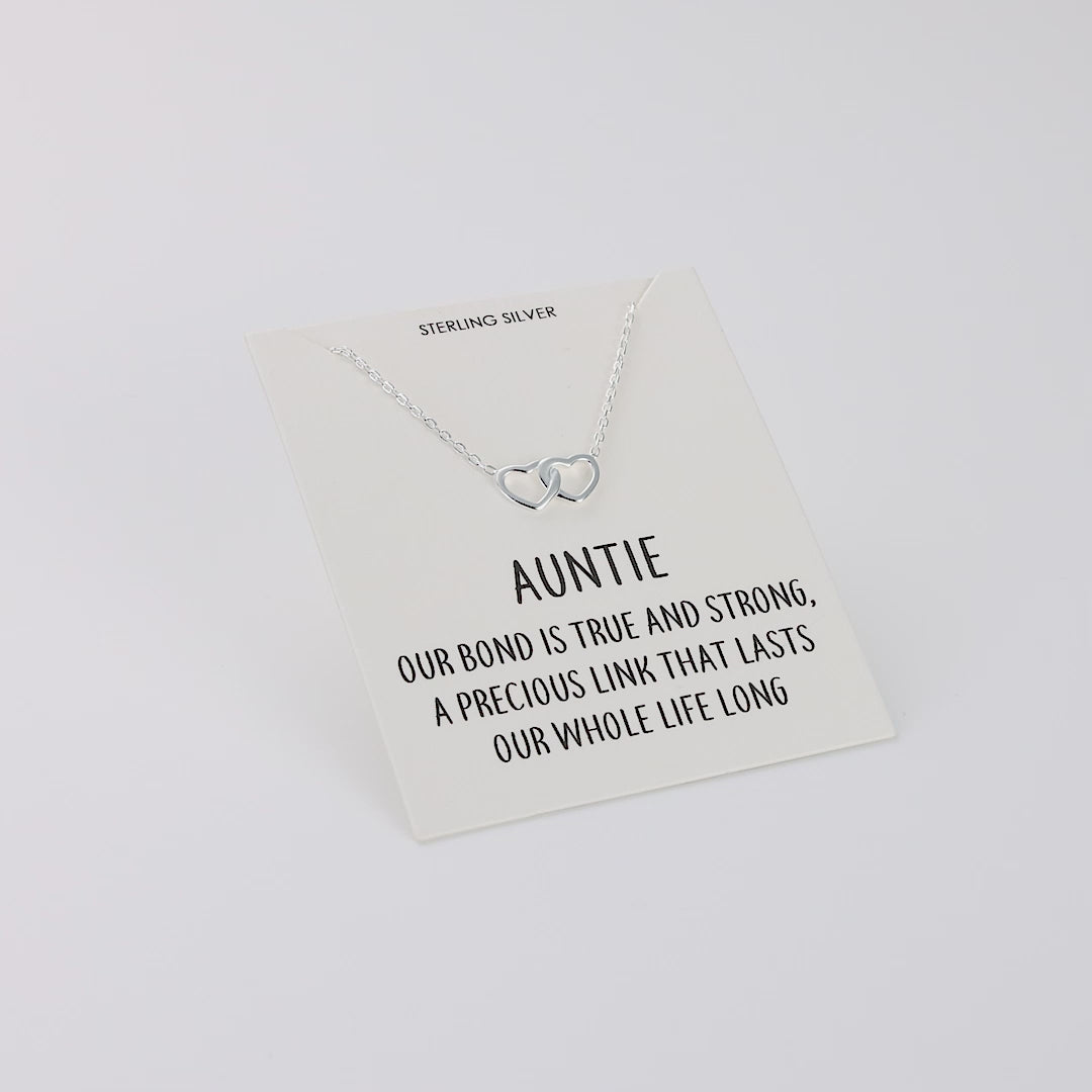 Sterling Silver Auntie Quote Heart Link Necklace