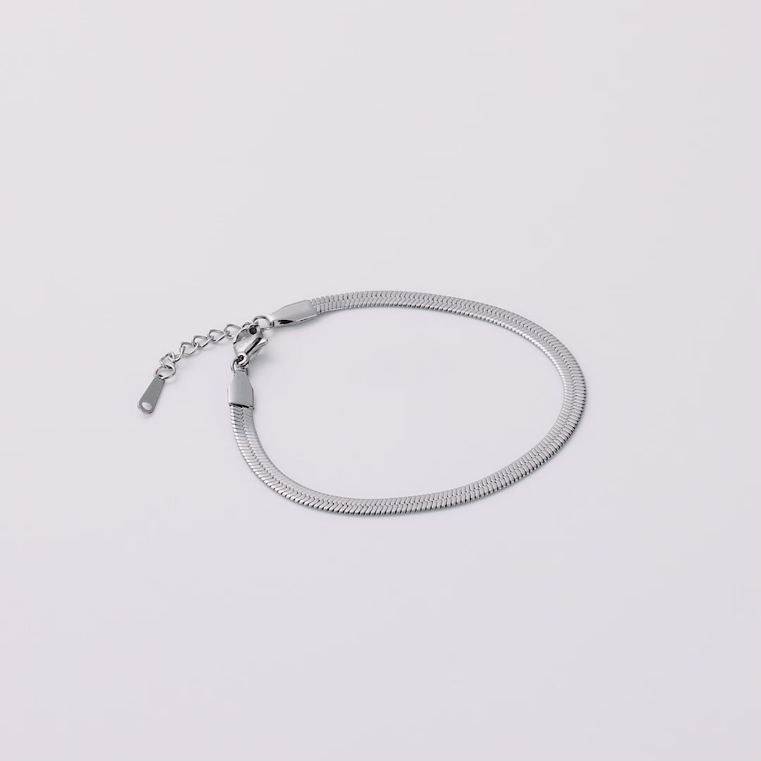 Stainless Steel Herringbone Flat Snake Chain Bracelet