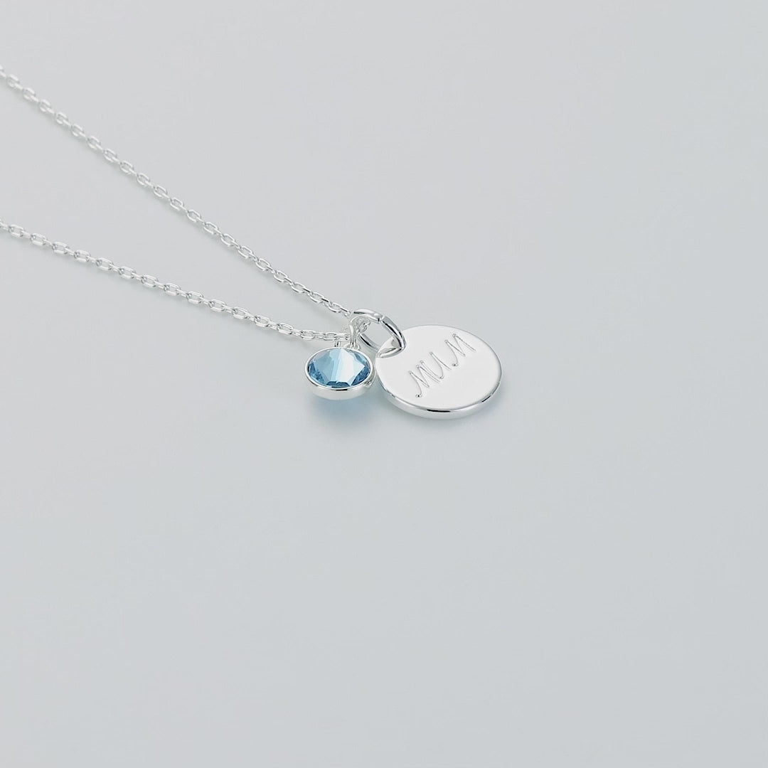 Birthstone Necklace with Mum Charm Created with Zircondia® Crystals