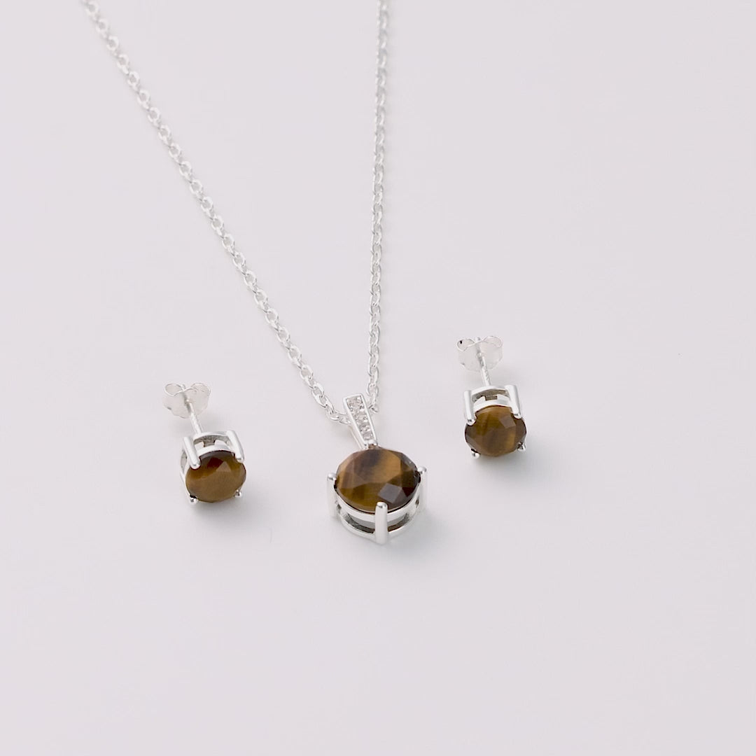 Sterling Silver Tigers Eye Gemstone Set