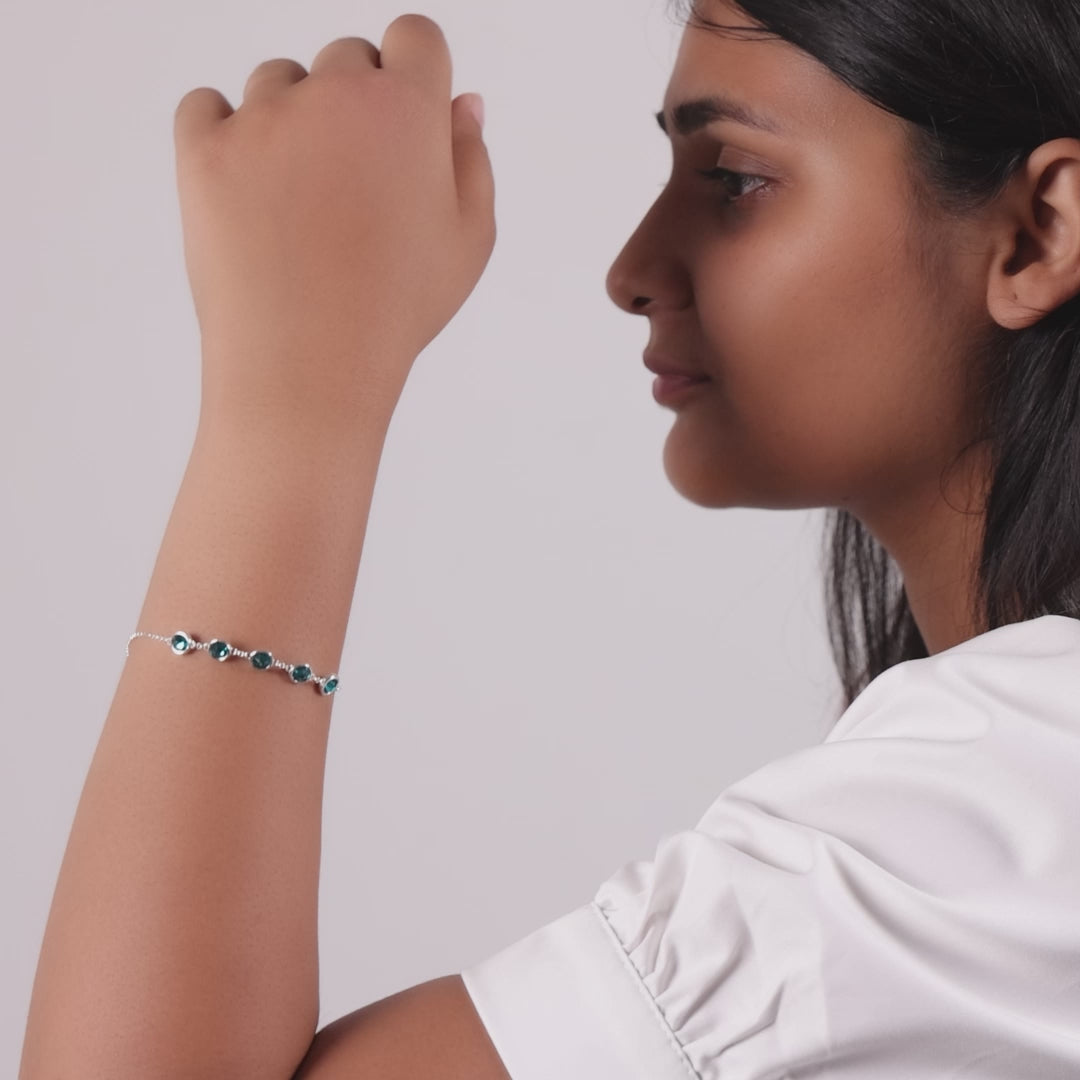 Blue Crystal Chain Bracelet Created with Zircondia® Crystals