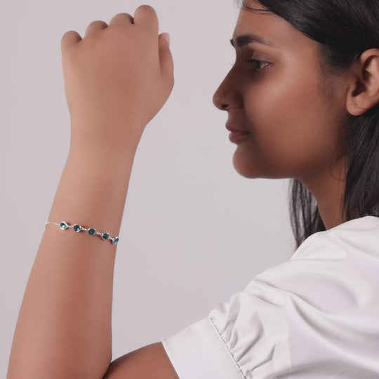 Blue Crystal Chain Bracelet Created with Zircondia® Crystals