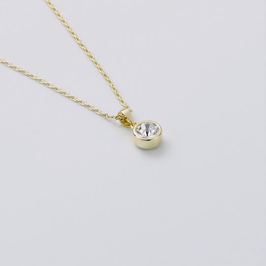 18k Gold Plated Clear Crystal Necklace Created with Zircondia® Crystals