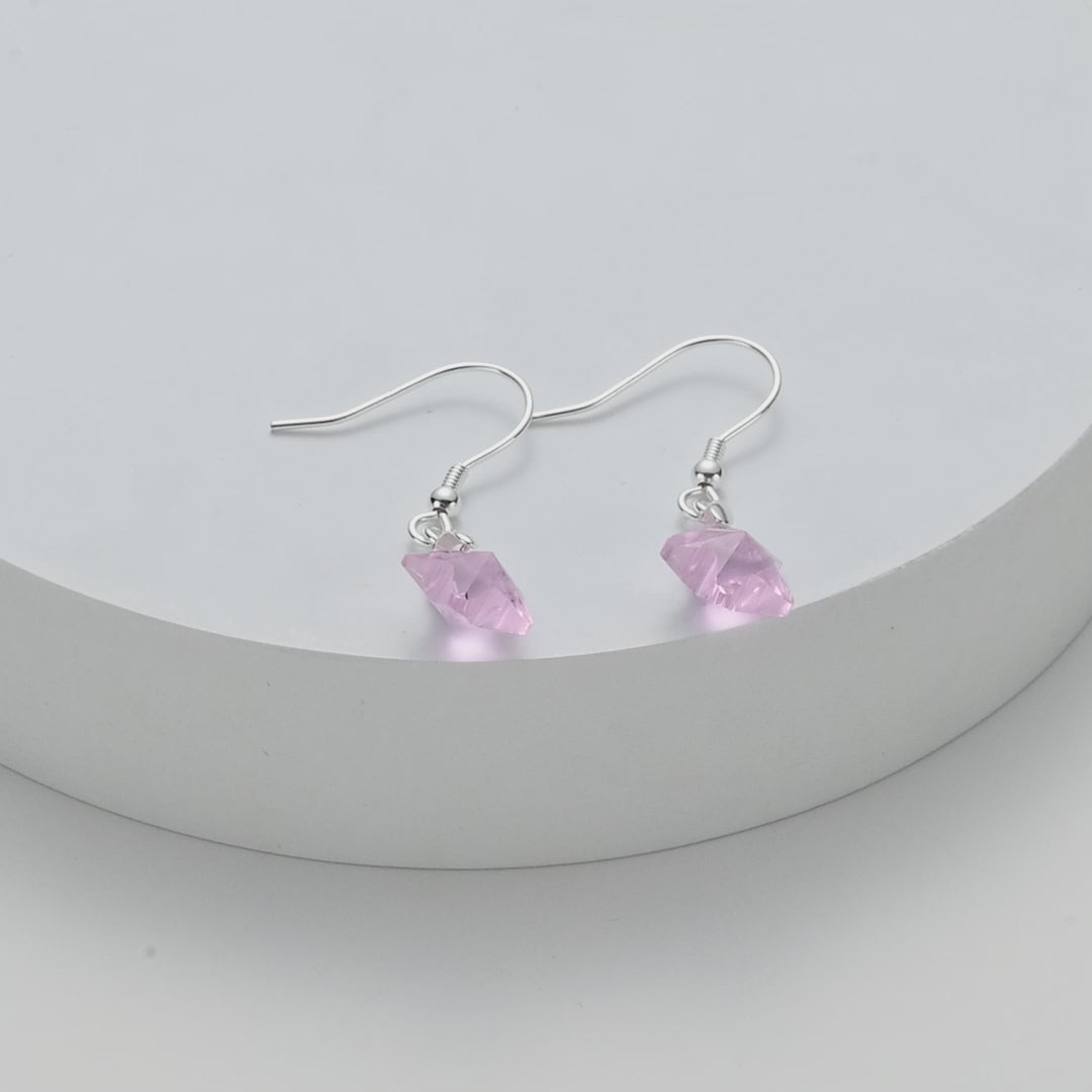 Sterling Silver Light Rose Star Earrings Created with Zircondia® Crystals Video