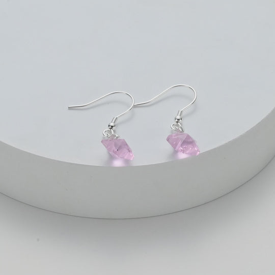 Sterling Silver Light Rose Star Earrings Created with Zircondia® Crystals Video