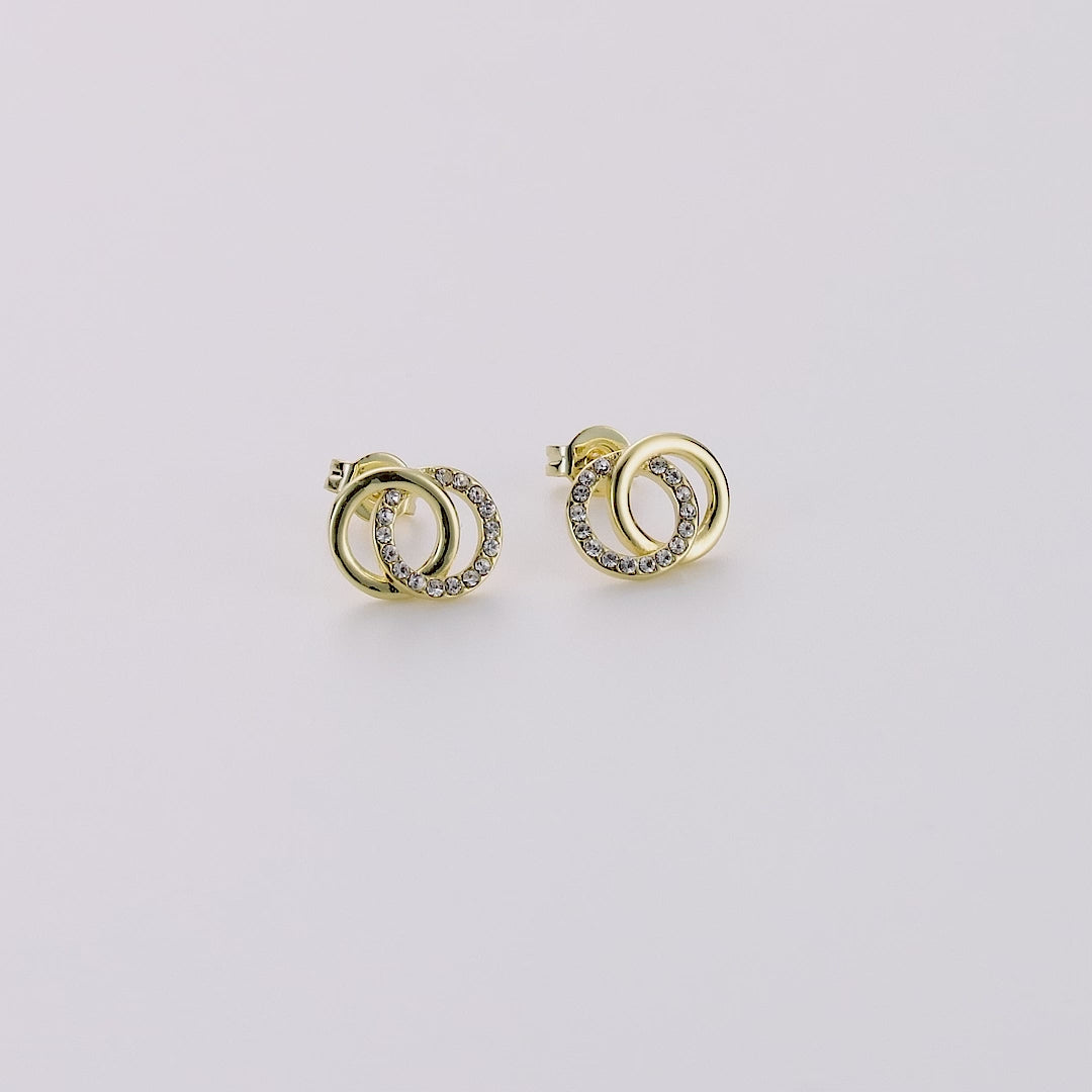 Gold Plated Circle Link Earrings Created with Zircondia® Crystals