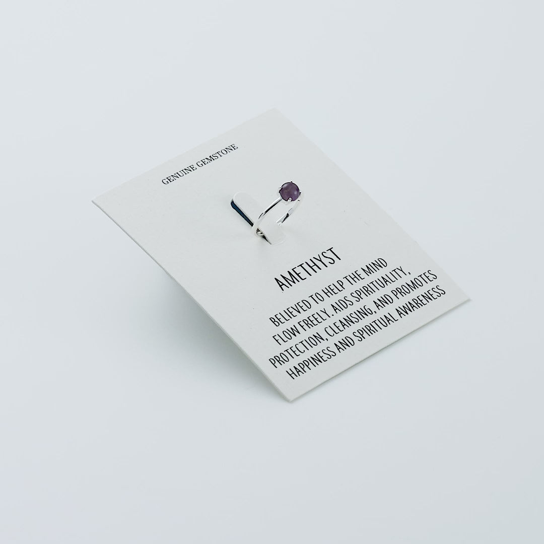 Amethyst Adjustable Ring with Quote Card