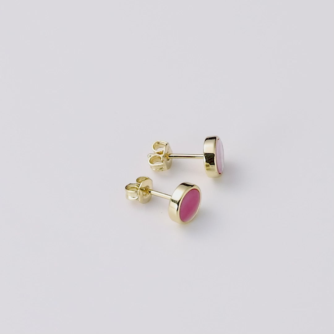 18k Gold Plated Pink Mother of Pearl Stud Earrings