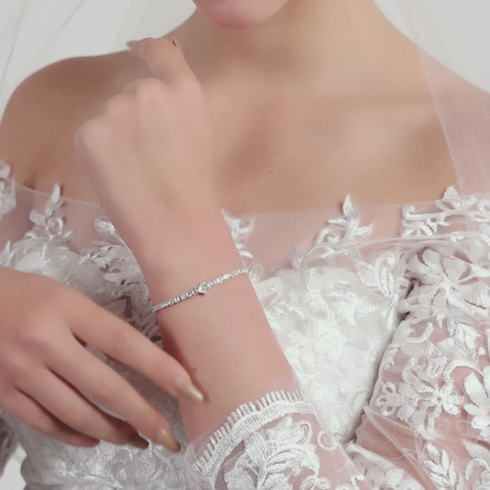 Silver Plated I Couldn't Say I Do Without You Heart Solitaire Wedding Bracelet with Zircondia® Crystals
