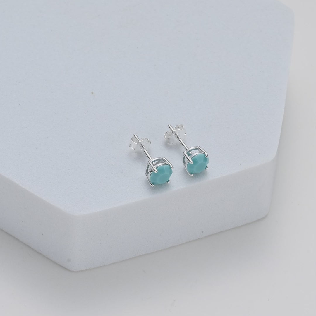 Sterling Silver Turquoise Earrings Created with Zircondia® Crystals Video