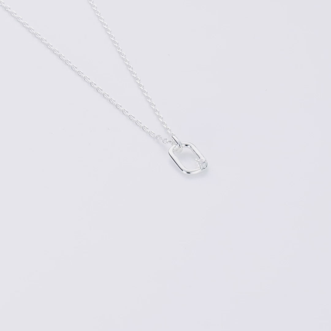 Silver Plated Paperclip Necklace Created with Zircondia® Crystals