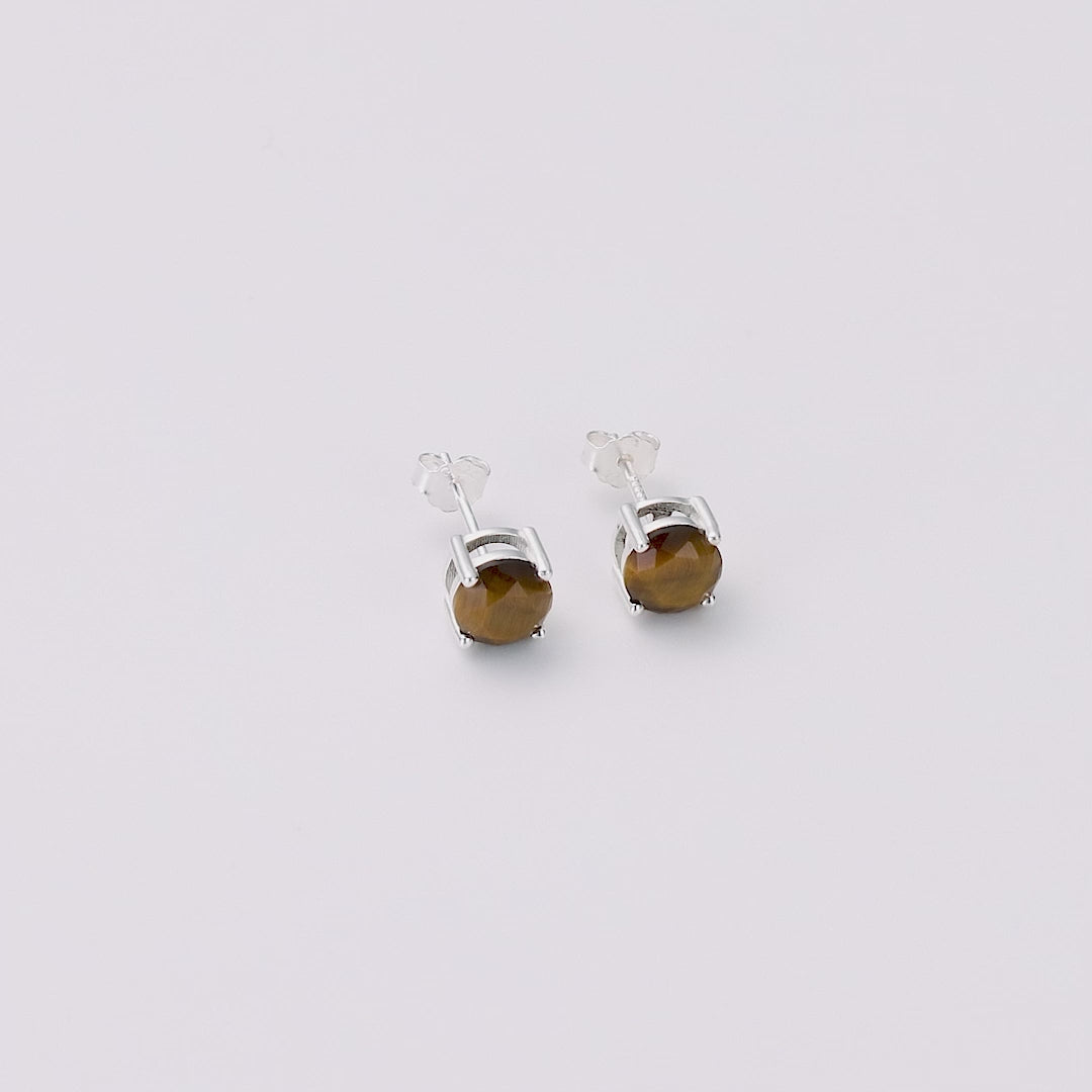 Sterling Silver Tigers Eye Gemstone Earrings