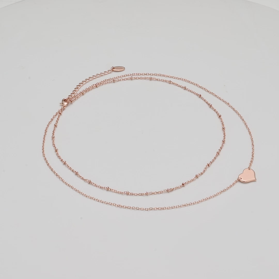 Rose Gold Plated Double Layered Heart Necklace Video