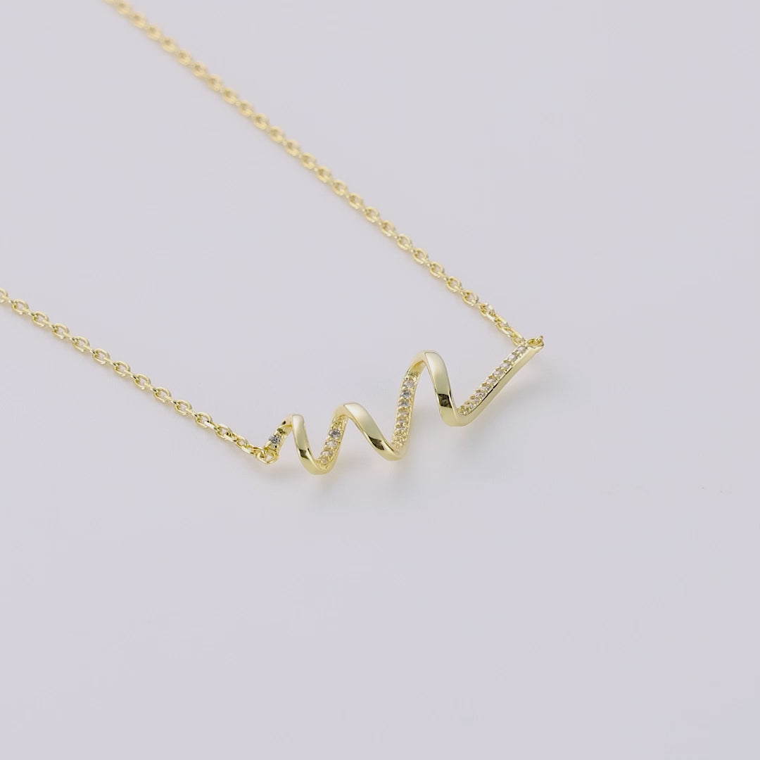 Gold Plated Spiral Necklace Created with Zircondia® Crystals