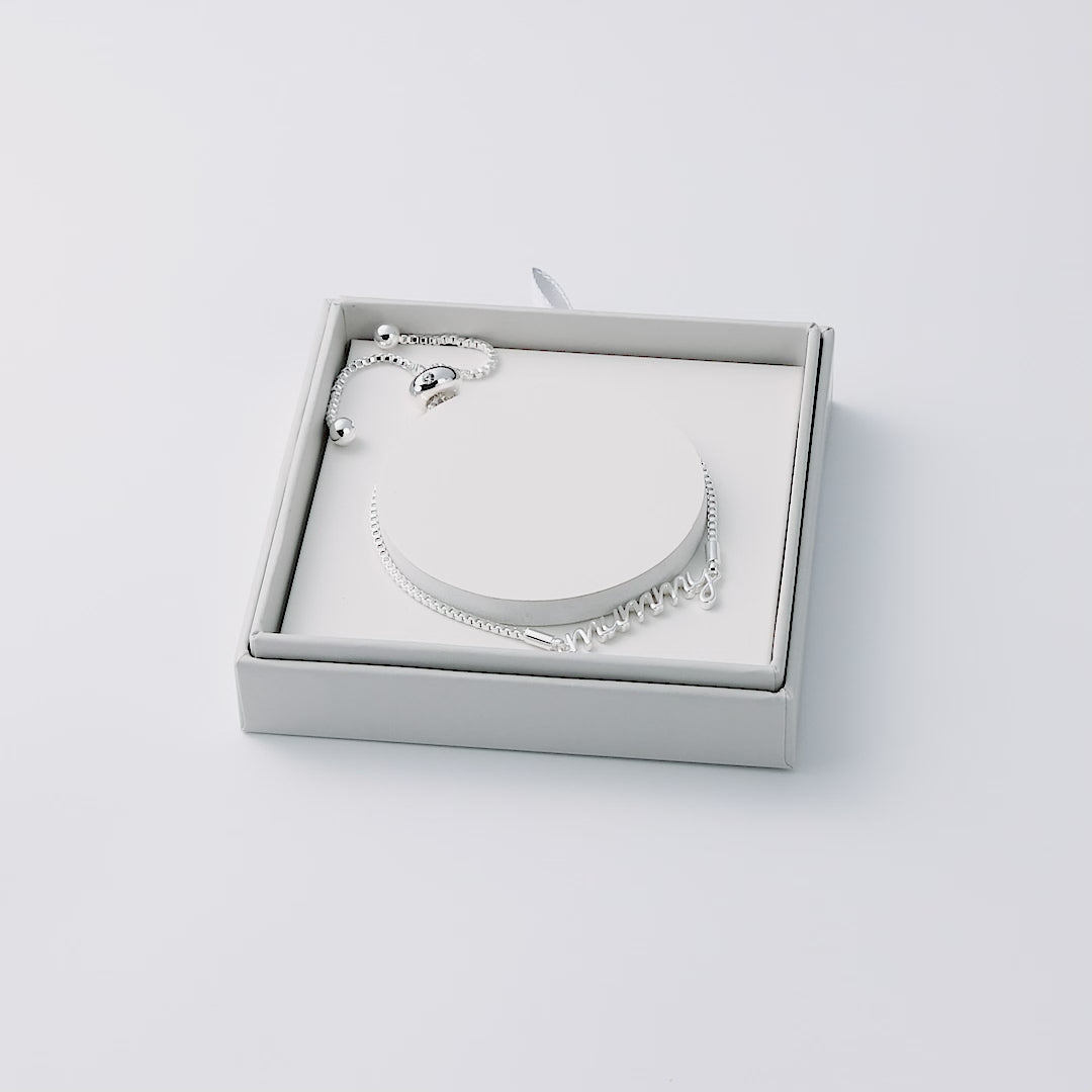 Silver Plated Mummy Bracelet Created with Zircondia® Crystals with Gift Box