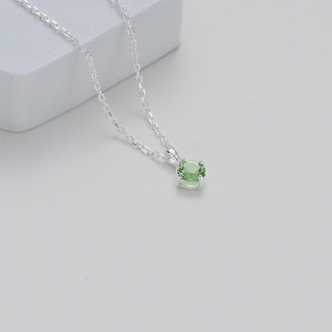 Sterling Silver Light Green Necklace Created with Zircondia® Crystals Video