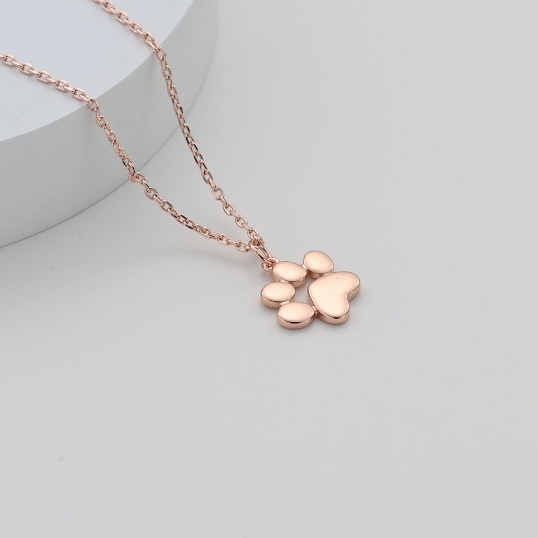 Rose Gold Plated Dog Paw Necklace Video