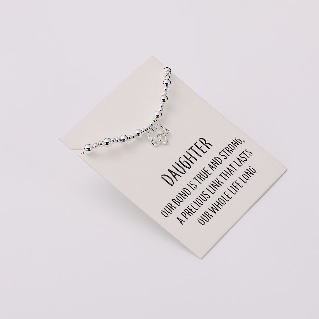 Daughter Infinity Heart Beaded Stretch Bracelet with Quote Card