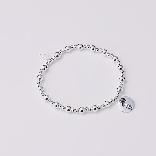April Birth Flower Daisy Beaded Stretch Bracelet