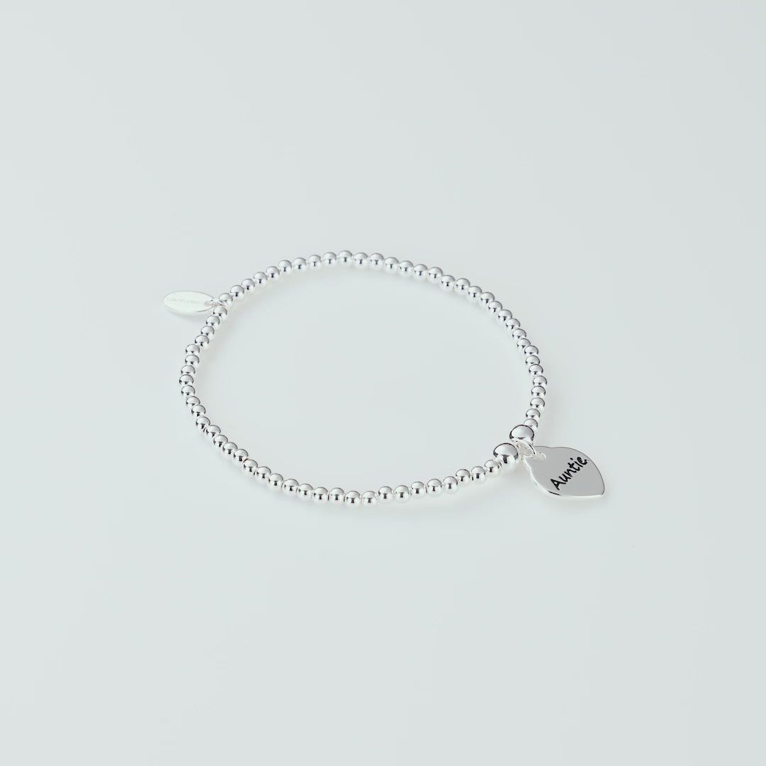 Auntie Heart Charm Beaded Stretch Bracelet