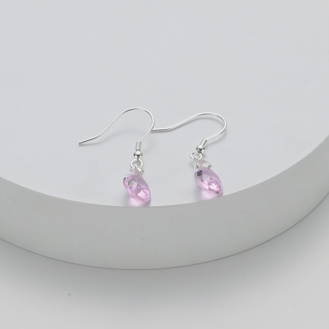 Sterling Silver Light Rose Pear Earrings Created with Zircondia® Crystals Video