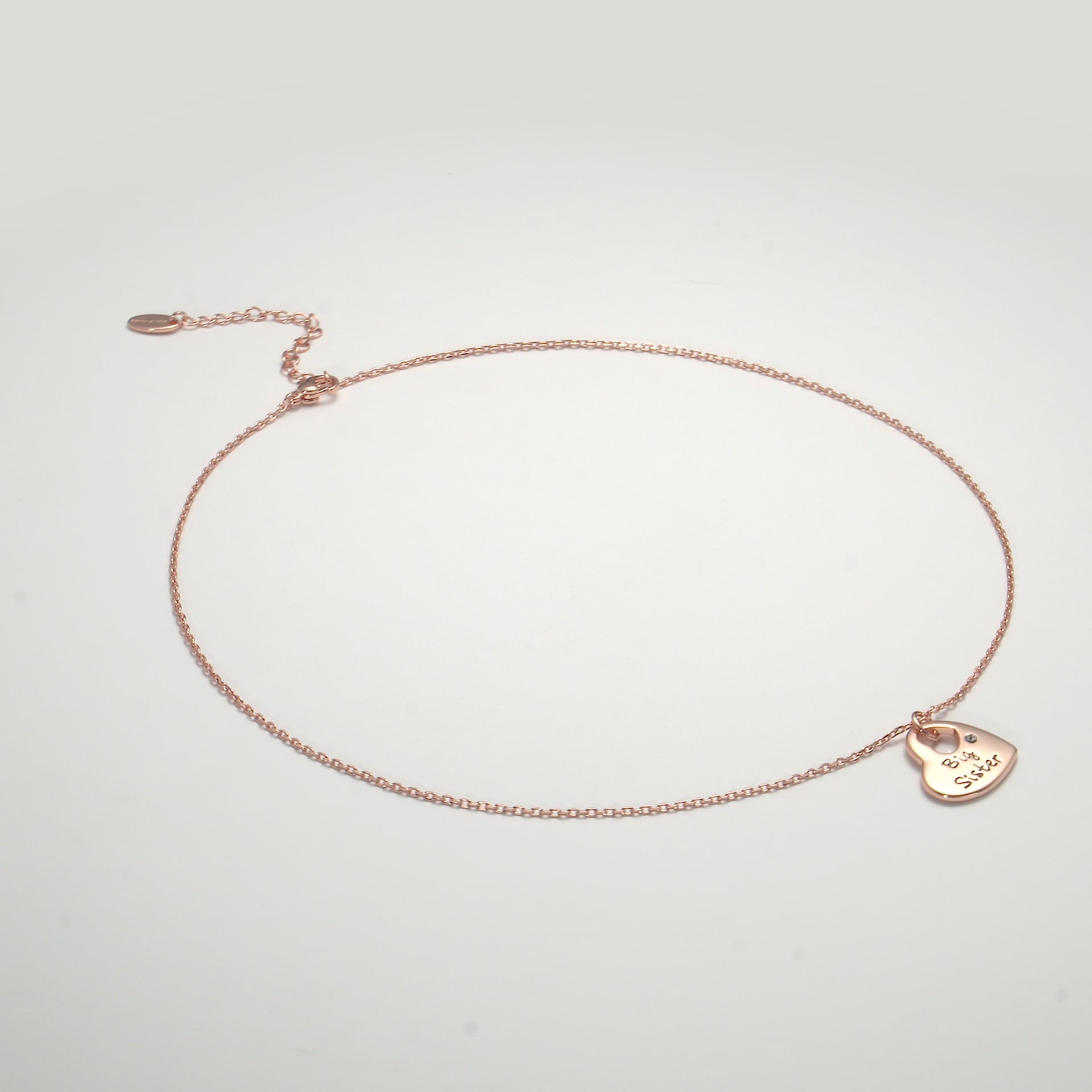 Rose Gold Plated Big Sister Heart Necklace Created with Zircondia® Crystals Video