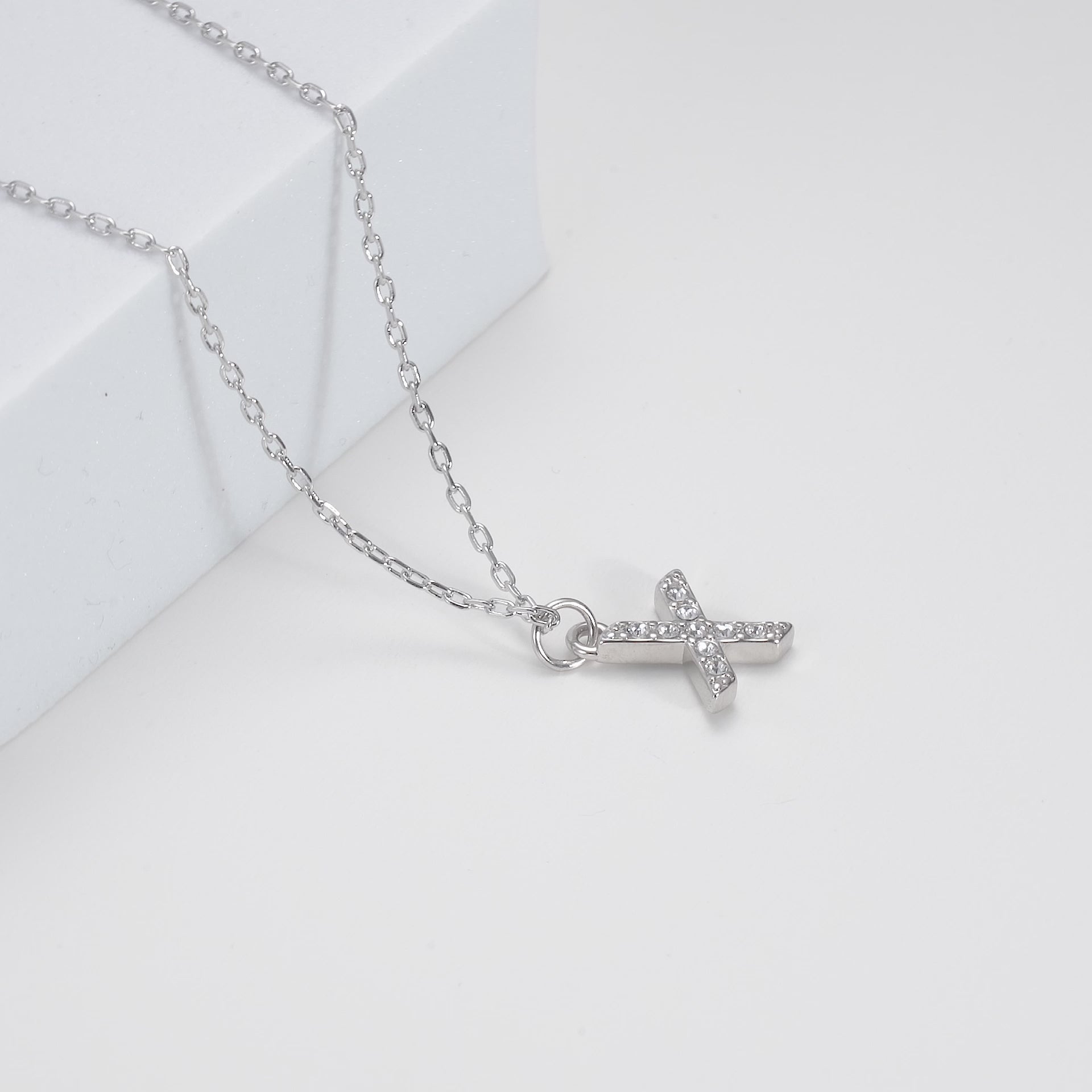 Pave Initial Necklace Letter X Created with Zircondia® Crystals