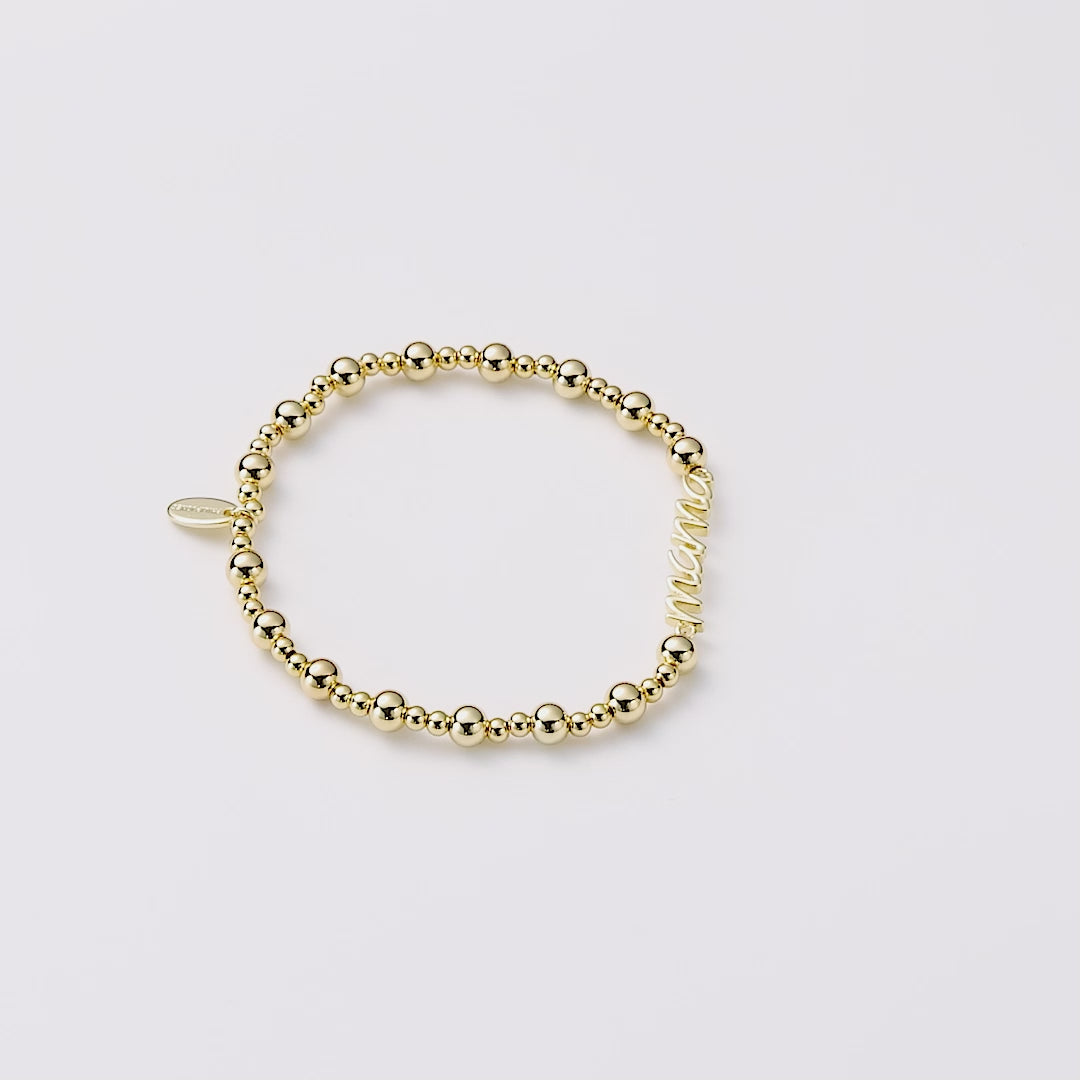 18k Gold Plated Mama Beaded Stretch Bracelet