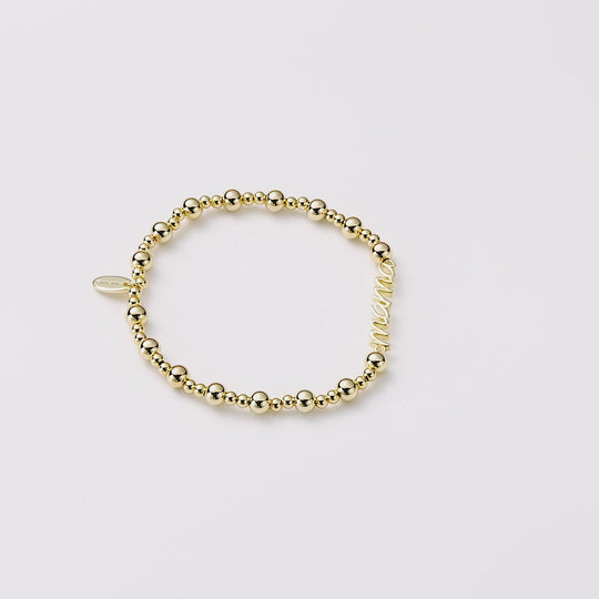 18k Gold Plated Mama Beaded Stretch Bracelet