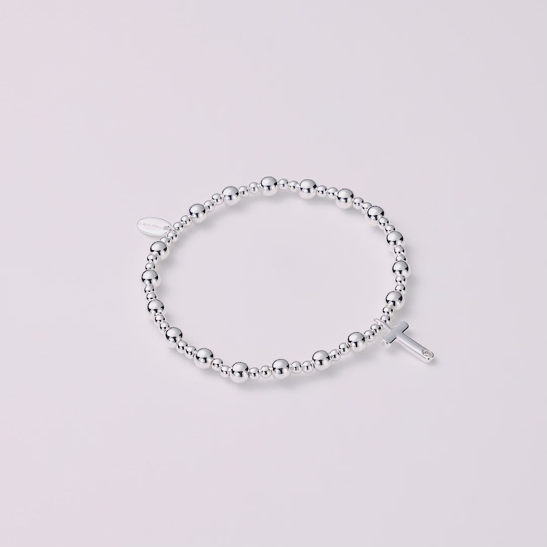 Letter T Initial Stretch Bracelet Created with Zircondia® Crystals