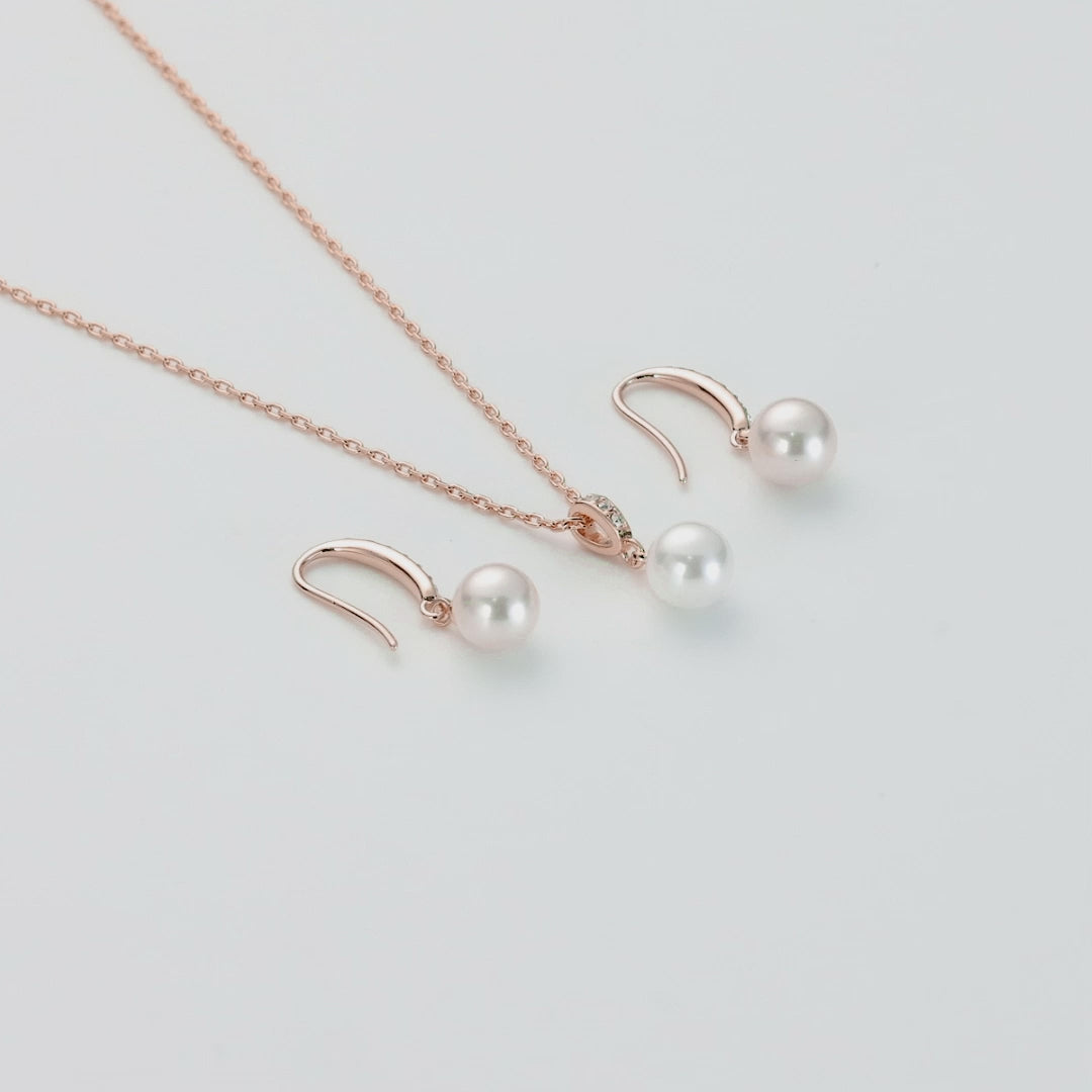 Rose Gold Plated I Couldn't Say I Do Without You Pearl Drop Set Created with Zircondia® Crystals