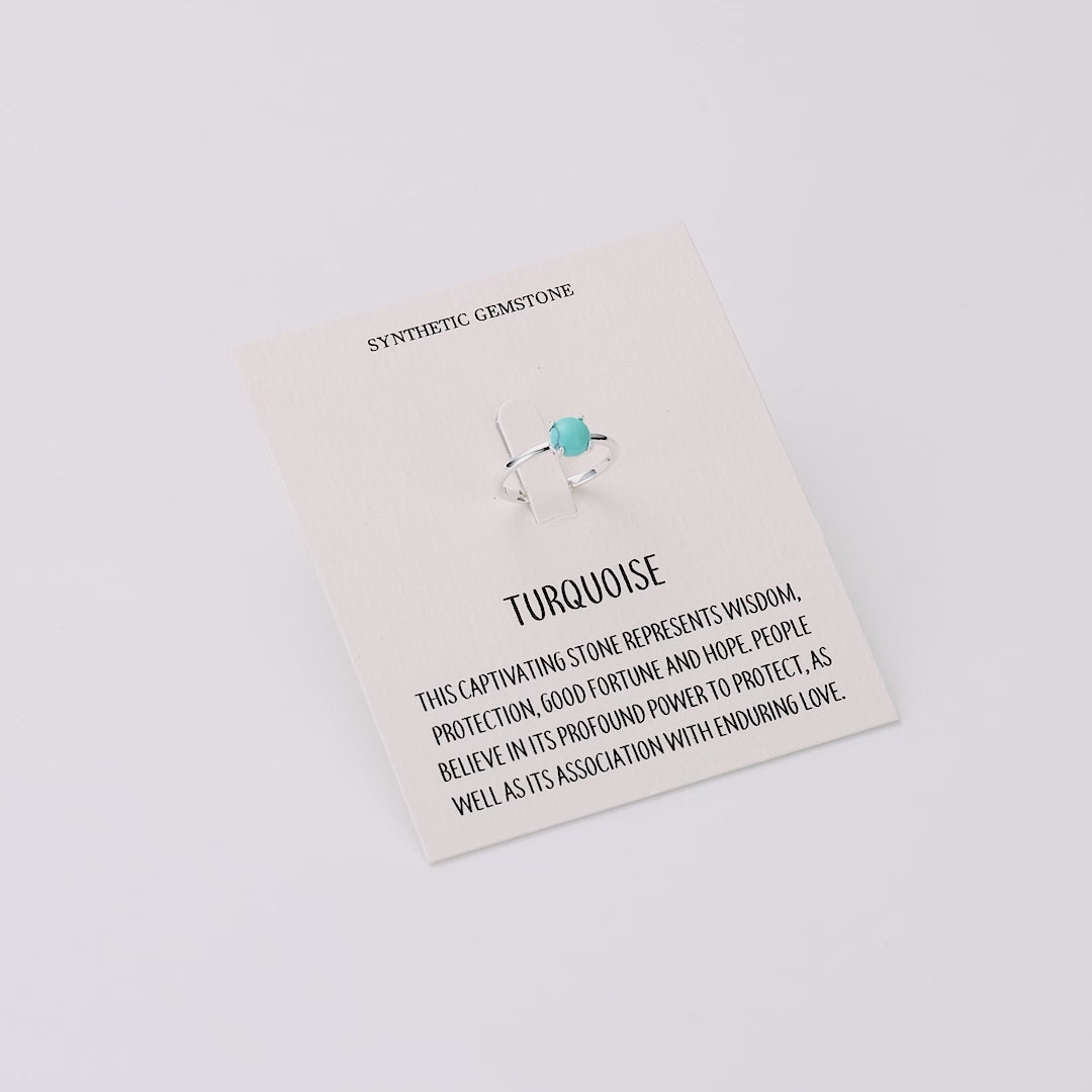 Synthetic Turquoise Adjustable Ring with Quote Card