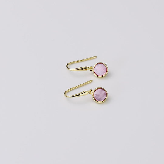 18k Gold Plated Pink Mother of Pearl Drop Earrings