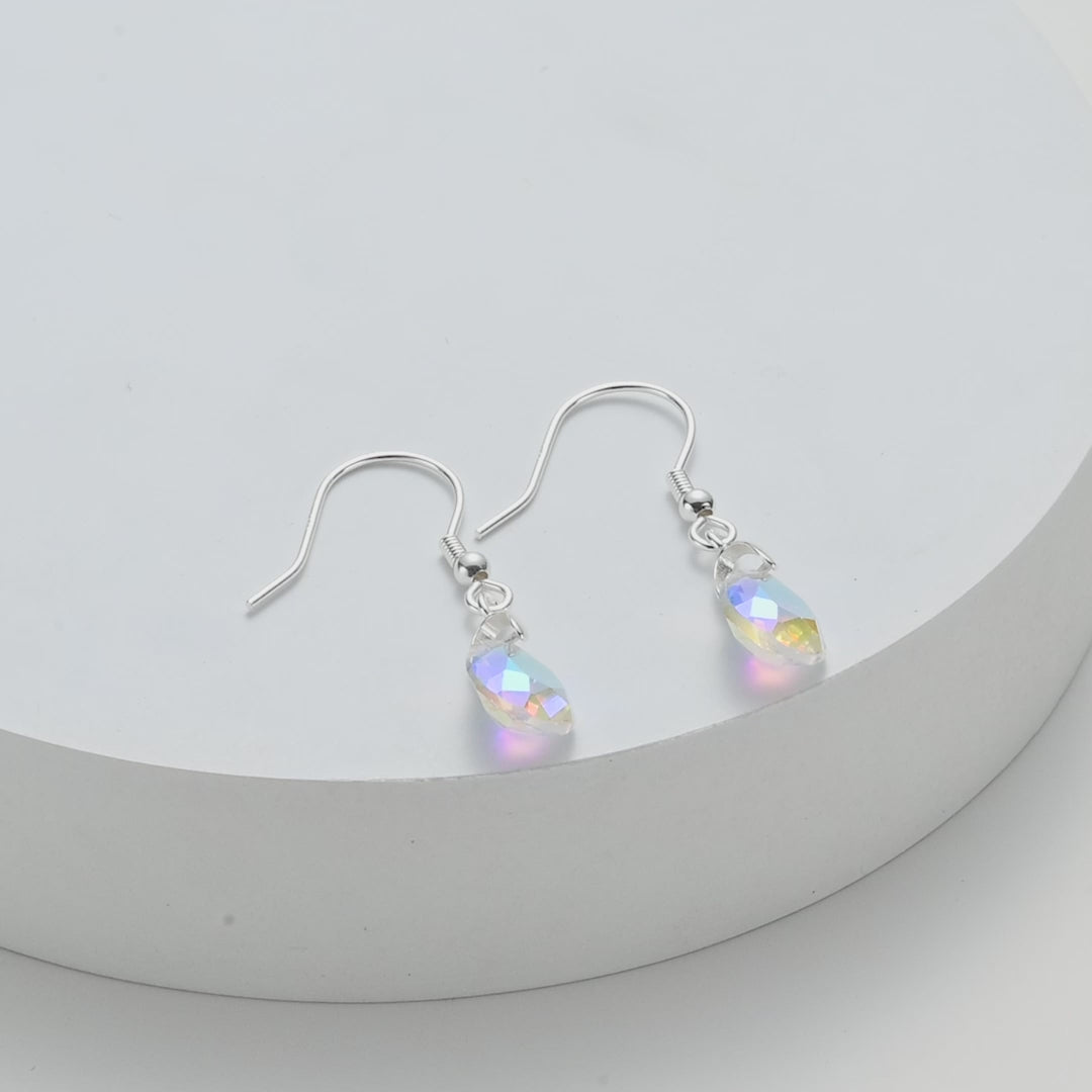 Sterling Silver Aurora Borealis Pear Earrings Created with Zircondia® Crystals Video