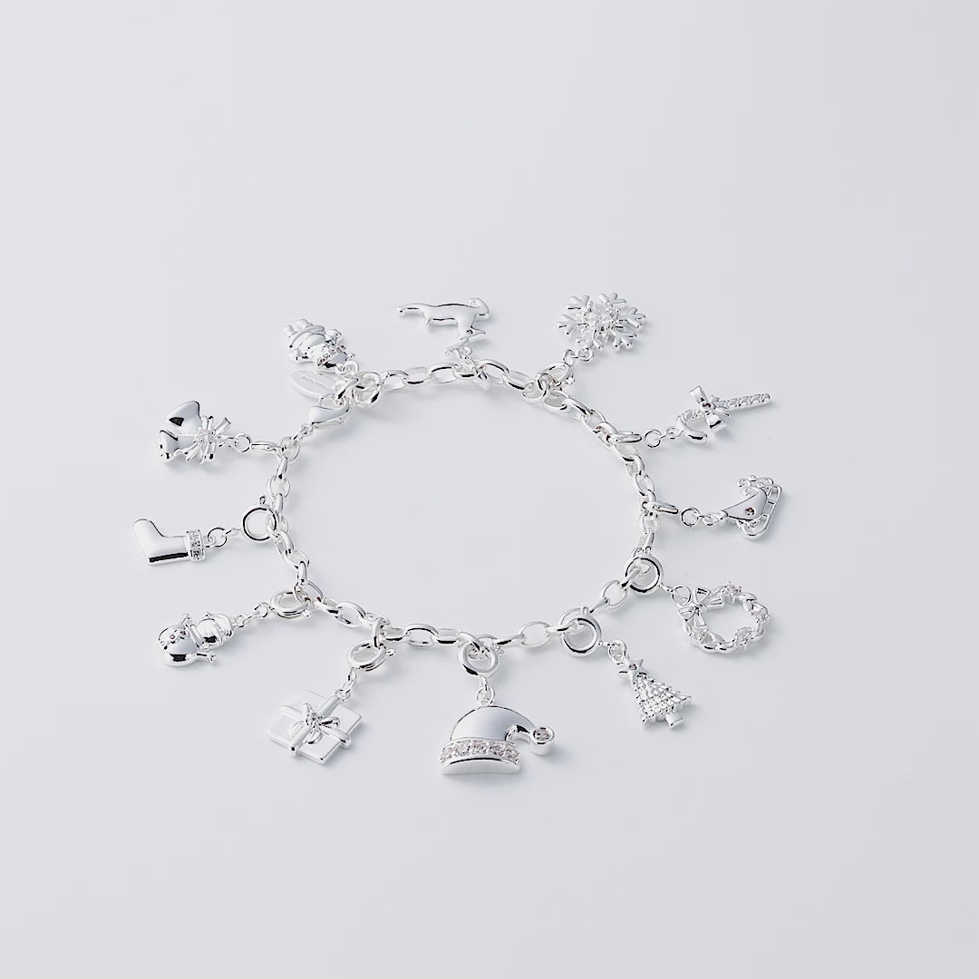 Silver Plated Link Chain Bracelet with Option of Christmas Charms