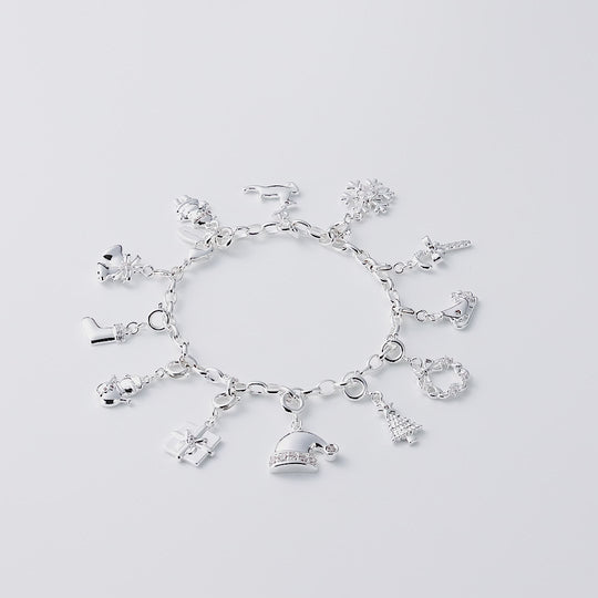 Silver Plated Link Chain Bracelet with Option of Christmas Charms