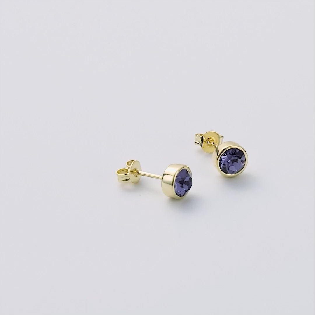 18k Gold Plated Light Purple Stud Earrings Created with Zircondia® Crystals