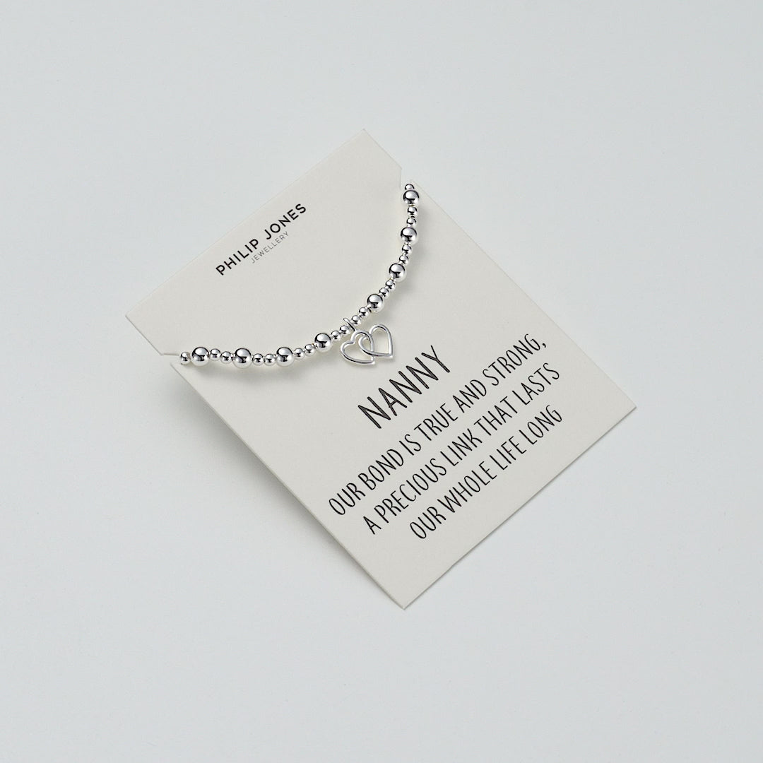 Nanny Heart Link Beaded Stretch Bracelet with Quote Card