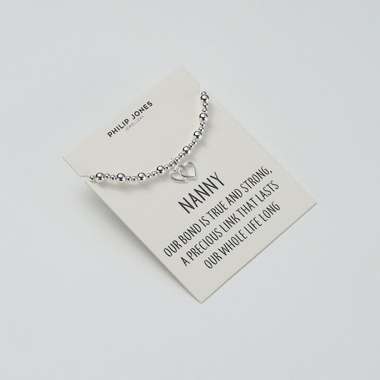 Nanny Heart Link Beaded Stretch Bracelet with Quote Card