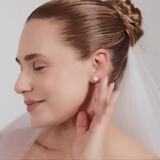 Sterling Silver Pearl Bridal Earrings