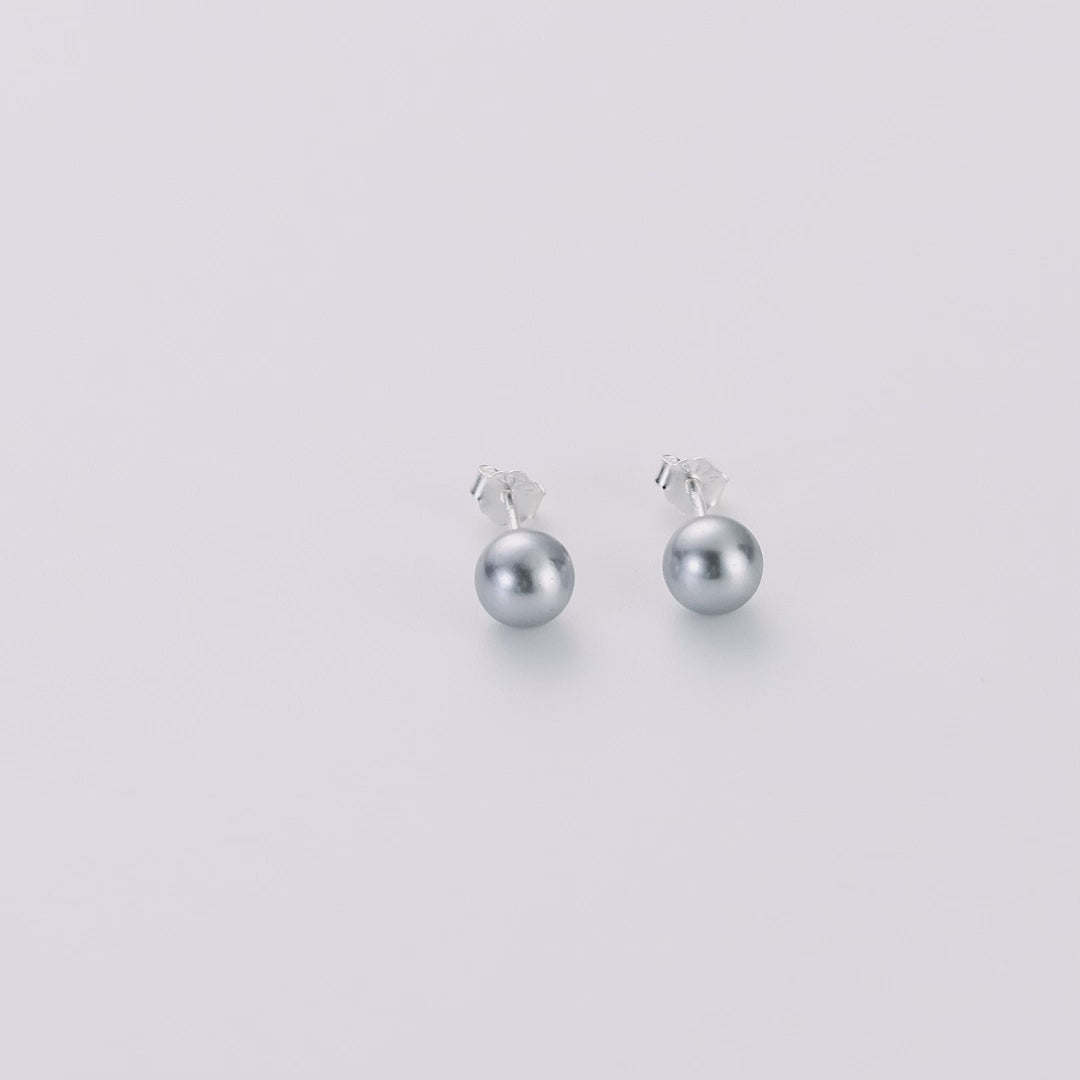 Sterling Silver Grey Shell Pearl Earrings