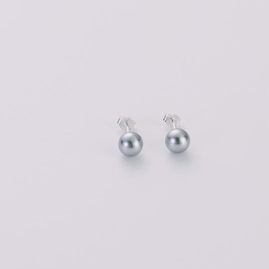 Sterling Silver Grey Shell Pearl Earrings